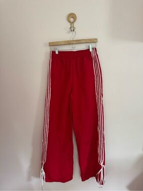 SHEIN Red Jogger Pants with White Side Stripes